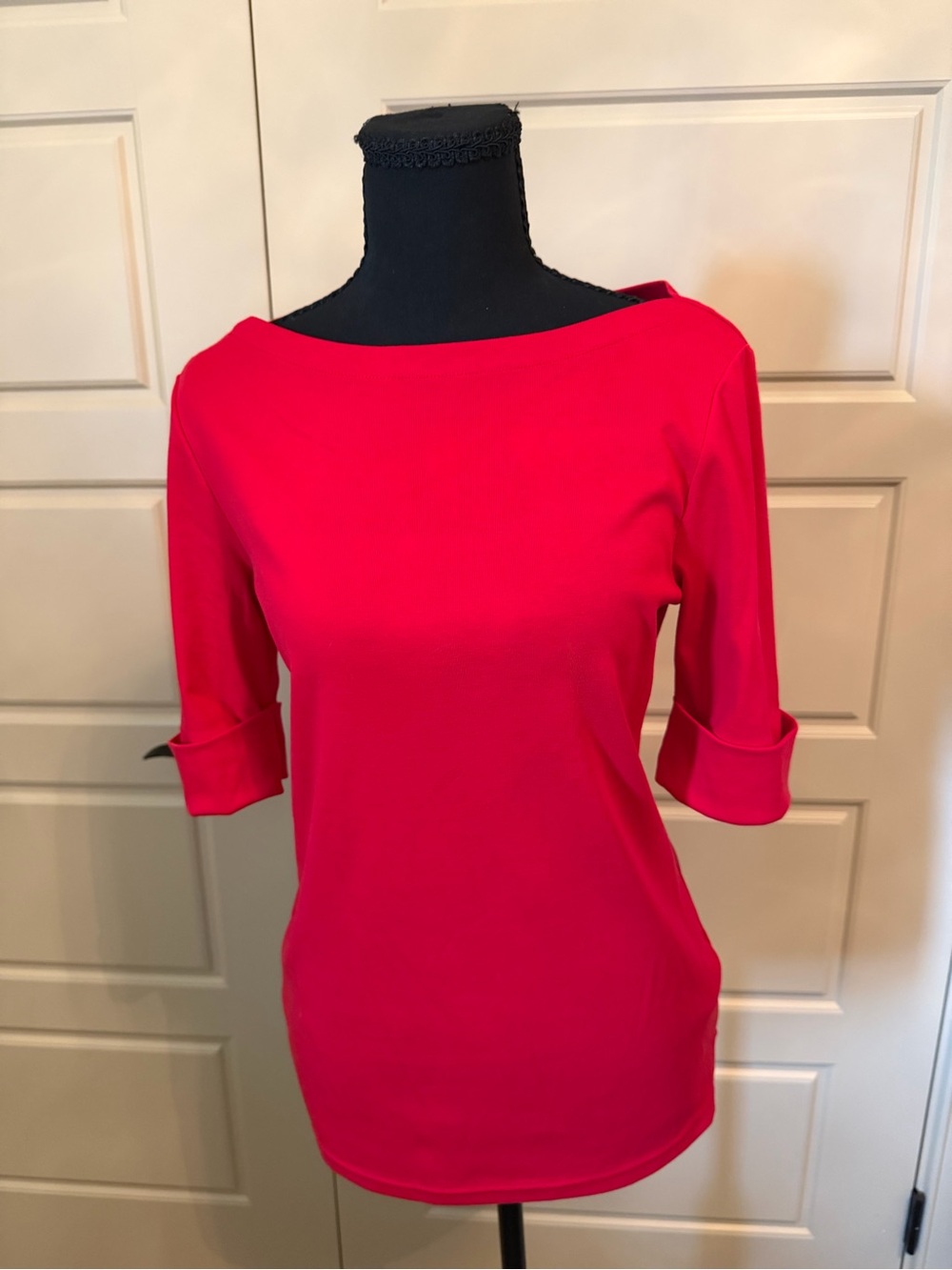 Ralph Lauren Bright Pink Boatneck Elbow-Sleeve Tunic